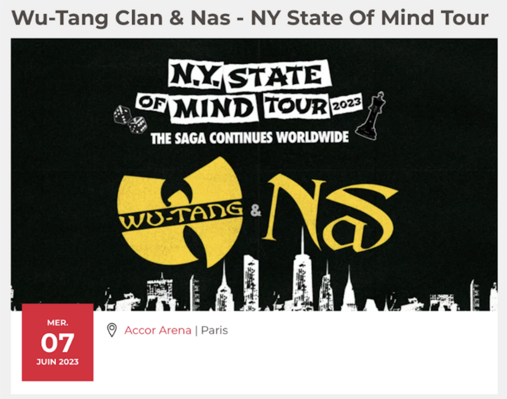 Wu-Tang Clan & Nas - N.Y. State of Mind Tour 2023 !